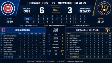 Chicago Cubs vs Milwaukee Brewers Match Player Stats
